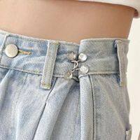 Detachable Metal Buttons Pearl Snap Fastener Pants Pin Retractable Button Sewing-Free Buckles for Jeans Perfect Fit Reduce Waist Haberdashery