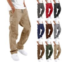 New Men Drawstring Pocket Casual Pants Summer Jogger Pants Male Solid Color Cargo Pants Casual Comfortable Elastic Sports Pants