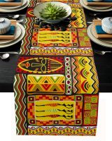 Color Art Of Afrikaner Womens Mask Table Runner Wedding Party Dining Table Cover Cloth Placemat Napkin Home Kitchen Decoration