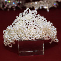 NiuShuya Luxurious Pearls Brides Tiara Crowns Headpieces Flower Handmade Princess Wedding Headbands Bridal Hair Accessory