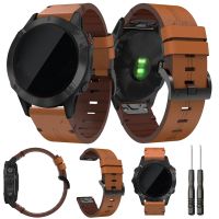 ☾✇✿ Leather Watch Band For Garmin fenix 5 6 Pro Plus Sports Bracelet Strap Quick Release Wriststrap For Garmin quatix 5 Sapphire