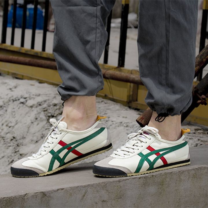 Onitsuka Tiger Mexico 66 Olive Green Leather Casual Board Shoes for Men ...