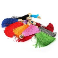 70mm Mix Color Silk Satin Tassel Charm Necklace Earring Findings Tassels For Jewelry Making Gold Caps Mob Straps