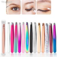 ﹍  1PC Stainless Steel Eyelash Tweezers Slanted Flat Tip Multifunction Clip Facial Hair Remove Eyelash Tweezers Removal Makeup Tool