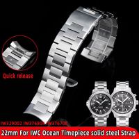 ♛ 22 มม.สำหรับ IWC Aquatimer Family Watchband IW329002 IW376804 IW376708 สายนาฬิกาผู้ชายสแตนเลสสตีลสายรัดข้อมือนาฬิกาอุปกรณ์เสริม