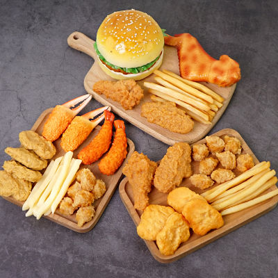 Decoration Crafts PVC Children Simulation Food Hamburger Toy Realistic Fast Food Hamburger French Fries Kitchen Model Set