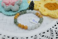 สร้อยข้อมือหินหยกมงคล แถมพระพิฆเนศ สร้อยข้อมือหยกพม่า ข้อมือหินมงคล Jade Jadeite bangle bracelet - หยกขาวเขียววุ้นน้ำผึ้ง18cmแถมพระพิฆเนศ