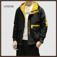 UAYESOK-Mens Jacket Fashion Tooling Korean Casual Sportswear Outdoor Steetwear Autumn Big Pockets Harajuku Hip Hop Windbreaker Coats