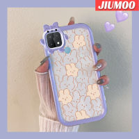 JIUMOO เคสสำหรับ OPPO A15 A15s A35 4G เคสรูปกระต่ายน่ารักสีสันสดใสสดใสน่ารักมอนสเตอร์น้อยเลนส์กล้องถ่ายรูปแบบนิ่มซิลิโคนโปร่งใสเคสป้องกันกันกระแทกแบบใสง่าย