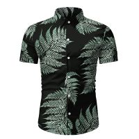 Summer New Mens Casual Short-sleeved Hawaiian Style Slim Floral Shirt