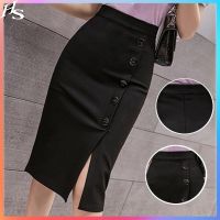 COD ❇ qafh47 Elegant Midi Pencil Mermaid Skirt High Waist Work 2022 Large Size Skirt 3XL Sewing Black Red Elastic OL Bandage Skirt for Women