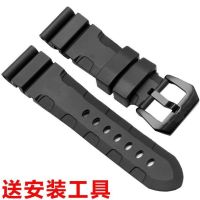 Suitable for Panerai Watch Strap PAM Fat Sea Black Silicone Bracelet Mens Rubber Strap Accessories 24 26mm