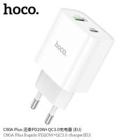 หัวชาร์จ Hoco รุ่น C80A อะแดปเตอร์ชาร์จไฟ ปลั๊กชาร์จไวQC.3.0 Dual Fast Charge (Type C + USB A) PD20W