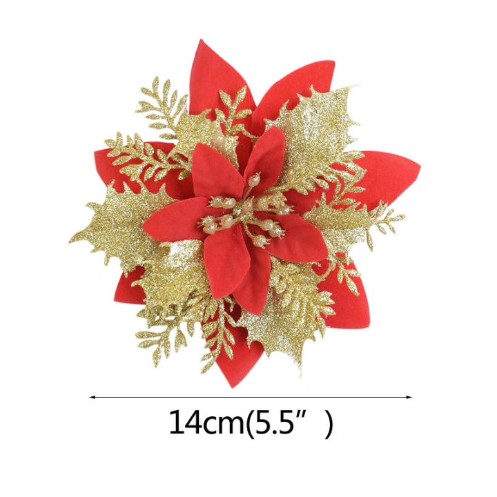 cw-5pcs-christmas-decoration-14cm-glitter-artificial-flower-head-for-christmas-tree-ornament-fake-flower-diy-wedding-birthday-decor
