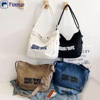 FEECE สำหรับนักเรียน จุกนมขนาดใหญ่ ผ้าใบแคนวาส กระเป๋า Crossbody กระเป๋าโท้ท กระเป๋าแบบสะพายไหล่ กระเป๋าถือแบบถือ