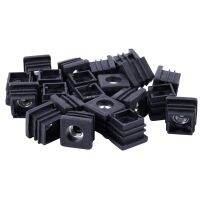 Square Tubing Pipe End Caps Insert Plugs M8 Thread 20x20mm 20Pcs Black