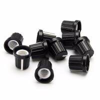 Mayitr 10Pcs 6Mm Shaft Hole พลาสติกโพเทนชิออมิเตอร์ควบคุมเสียงลูกบิดหมวกสีดำ