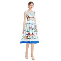 Women New Dress Real Shot  Flower Print  Midi Dress   A- Line Dress