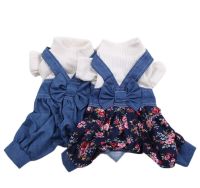 Dog Cat Dress Pet Jumpuit Dog Cat Sweater with Big Bow Pet Puppy Pleated Skirt Spring/Autumn Clothes  5 sizes 2 Colours Dresses