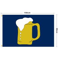 }qi ธงโฆษณาเบียร์ Beer Mug flag แก้วเบียร์พื้นสีน้ำเงิน ธงกลางแจ้ง