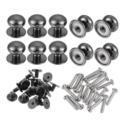 Uxcell 12mm Head Dia. Round Knobs Pull Handle 20pcs Zinc Alloy for Drawer Pulls Gift Box Cabinet Door Knobs with Screw Black
