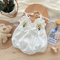 、‘】【= Baby Summer Wear Sling Romper Korean New Born Childrens Baby Wrap Fart Clothes Full Moon 100 Days Summer Outwear