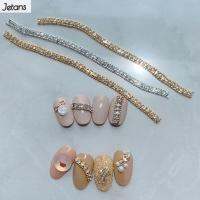 JETANS แบบเกาหลีของเด็กผู้หญิงเงิน Rhinestone เครื่องประดับเล็บ DIY เล็บสีทองศิลปะโซ่อุปกรณ์ทำเล็บโซ่แถวเล็บการตกแต่งศิลปะ3D