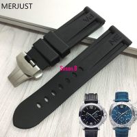 Suitable For [Classic Style] Panerai Rubber Strap Male Fat Sea Waterproof Sports Silicone Tape PAM111 Butterfly Buckle Accessories 24MM