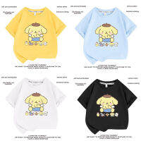 2023ใหม่ Sanrio Kawali Pompompurin เด็กแขนสั้นเสื้อยืดหลวมนุ่มสบายแนวโน้มอะนิเมะเด็กน่ารักของเล่นของขวัญสำหรับหญิง