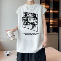 Anime Tokyo Men Vest Japanese 2023 New Oversized Fashion Male Casual Short Sleeve Tops Loose Summer Harajuku Tank Top