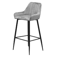 เก้าอี้บาร์ ไลนี่ / Liney Bar Chair size : 47x50x100 cm. หุ้มด้วยผ้ากำมะหยี่ สีเทา โครงขาเหล็ก สีดำ นั่งสบาย ดีไซน์สวย เเข็งเเรง เหมาะกับสไตล์ Modern