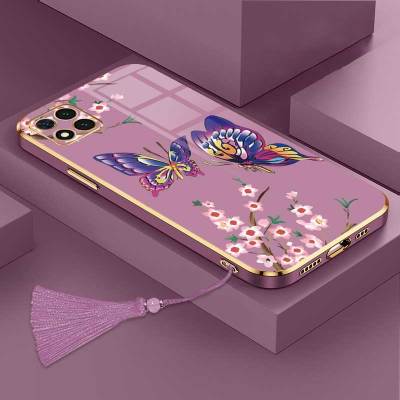 เคสสำหรับ Redmi 9C Redmi 10A Redmi 9C NFC Xiaomi Poco C31ผีเสื้อสวยงามหรูหราพร้อมกล้องดอกไม้เคสโทรศัพท์ขอบชุบซิลิโคนนิ่มพร้อมฟรีสายคล้อง