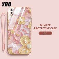 YBDเคสสำหรับโทรศัพท์ดีไซน์ใหม่ Vivo V11 V11 Pro Y91C Y1S โปรเคสชุบเคสแถมฟรีสายคล้องลายดอกไม้น้ำมันเคส