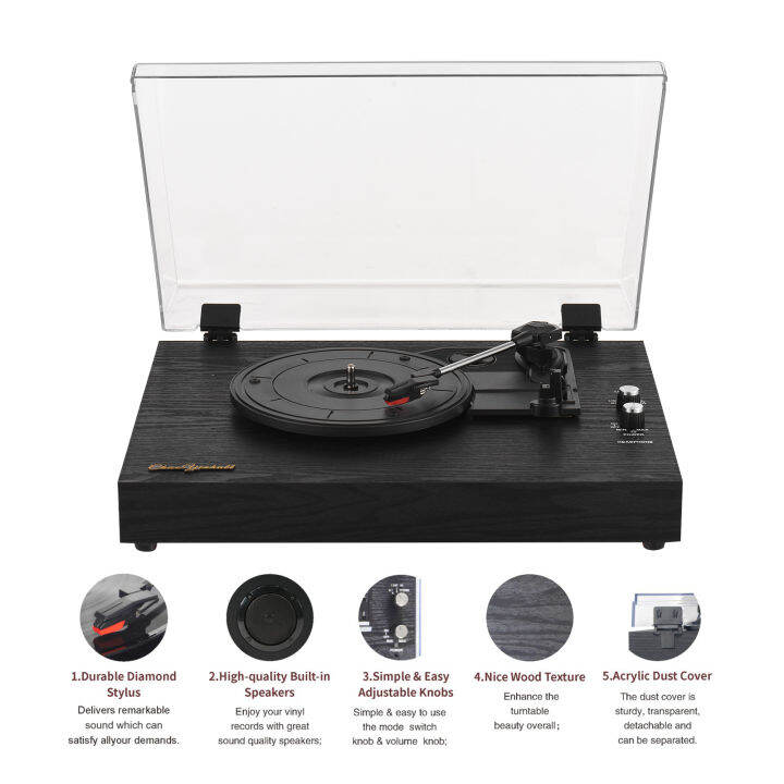 【Effect Pedal World】Retro Record Player with BT Function 33/45/78RPM 3