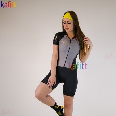 [COD] Kafitt Women 39;s Short Sleeve Cycling Triathlon Skinsuit Sets Little Macaquinho Ciclismo Feminino Jumpsuit Kits 20D