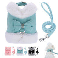 Bowknot สุนัขขนาดเล็ก Cat Harness Leash ชุด Warm Soft Fur Harness Vest Breathable Puppy Harness สำหรับสุนัขขนาดเล็ก Yorkshire Pug