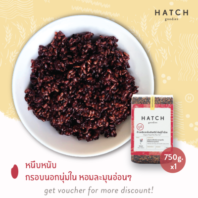 HATCH goodies ข้าวออร์แกนิค พันธุ์ก่ำน้อย Organic Purple Rice "Kam Noi" - Refill Vacuum Pack  (750g)