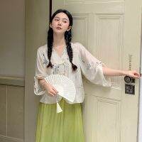 สไตล์วินเทจของผู้หญิง Huai shirt suits female xia improved hanfu bust skirt two-piece restoring ancient ways