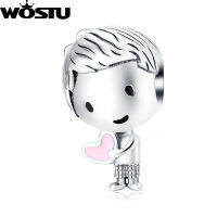 WOSTU Boy และ Girl Charm เดิมโลหะผสมกำไลข้อมือของแท้ลูกปัดโลหะวันวาเลนไทน์ของขวัญ ZBAIC036