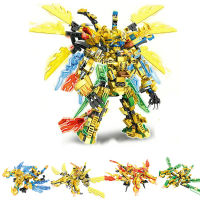 Golden Warrior Dragon Blocks 4in1 Gold Saints Buiding Bricks KAI JAY ZANE Figures Model Set Education Toys for Children Gift