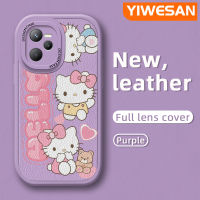 YIWESAN เคสสำหรับ Realme C35 C31 Narzo 50A ดี,เคสเคสใส่โทรศัพท์หนังใหม่ลาย Hello Kitty มีคลุมทั้งหมดเลนส์เคสมือถือกันกระแทกป้องกันการตกหล่นนิ่ม