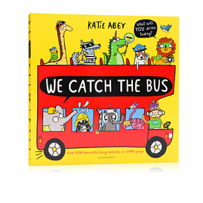 We catch the bus English original picture book transportation cognition enlightenment paperback large format humorous funny story book