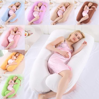 [ehoyoxaMY] U Shaped Maternity Pregnancy Support Pillow Body Bolster Pillow Pillowcase, 130x70cm, 8 Colors Available