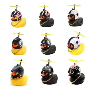 Rubber Duck Toy Car Ornaments Yellow Duck Car Dashboard Decorations Cool  Glasses Duck with Propeller Helmet 