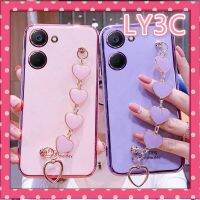 Case for Realme 10 10pro Electroplating   Case Love Heart Wrist Chain Bracelet Cover Electrical Safety