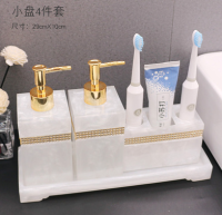 Nordic Resin Bathroom Accessories Set Tray Rhinestone Soap Dispenser Toothbrush Holder Emulsion Bottle Hand Sanitizer Nordic Re