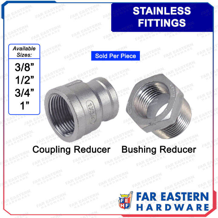 Coupling Hex Bushing Reducer Stainless Fittings 304 3/8" 1/2" 3/4" 1