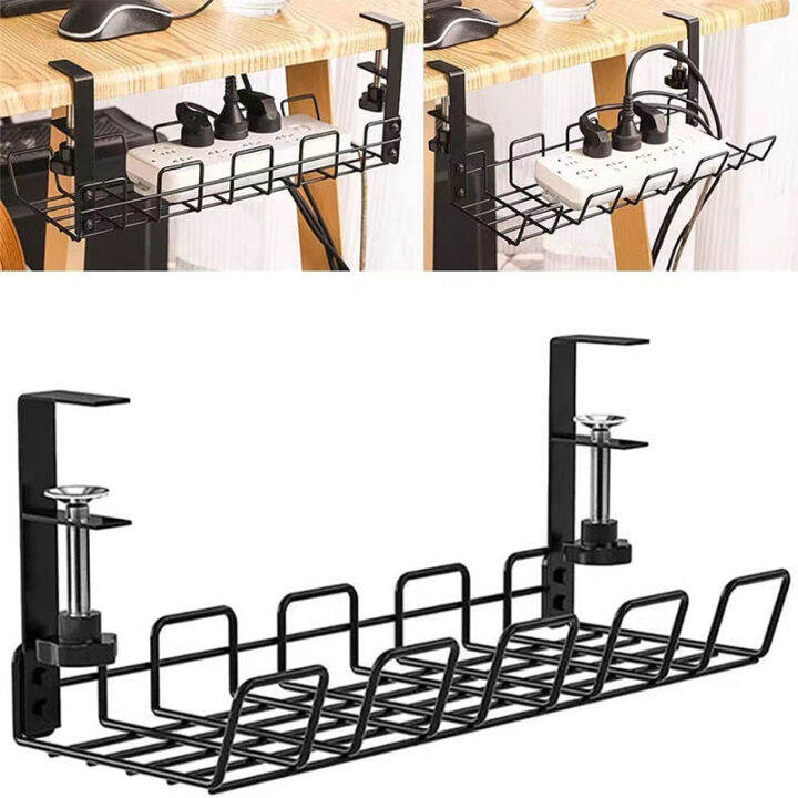 Under Table Storage Rack Cable Management Tray Desk Socket Holder Wire