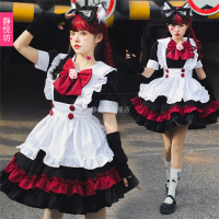 Po Lian Tower คนรับใช้แม่มดปีศาจน้อย โกธิคลมมืดฮาโลวีน Black Red Lady Black Department College Lolita