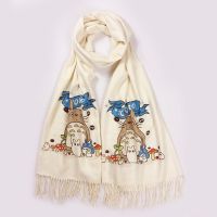 ஐ◈ Totoro No Face Man Scarf Anime Women Boys Girls Imitation Cashmere Autumn Winter Warm Tassel Scarf Shawl Soft Warm Wrap Gift